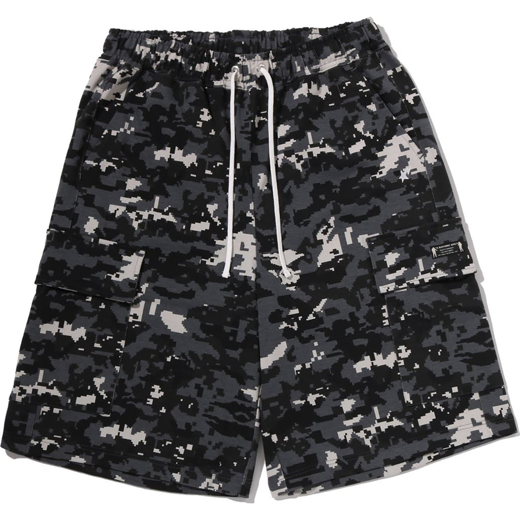 MULTI PIXEL CAMO BAPE STA LOGO CARGO RELAXED FIT SWEAT SHORTS MENS
